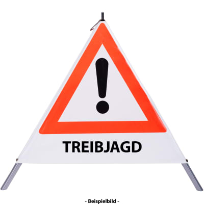 Faltsignal - Gefahrenstelle mit Text: TREIBJAGD Faltsignal - Gefahrenstelle mit Text: TREIBJAGD