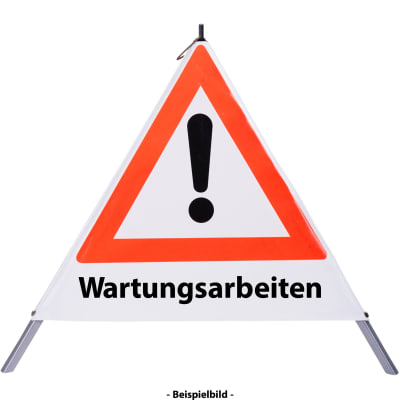 Faltsignal - Gefahrenstelle mit Text: Wartungsarbeiten