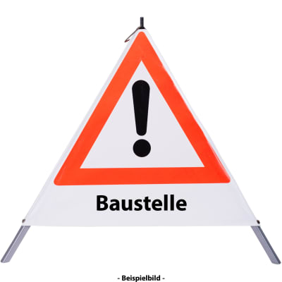 Faltsignal - Gefahrenstelle mit Text: Baustelle Faltsignal - Gefahrenstelle mit Text: Baustelle