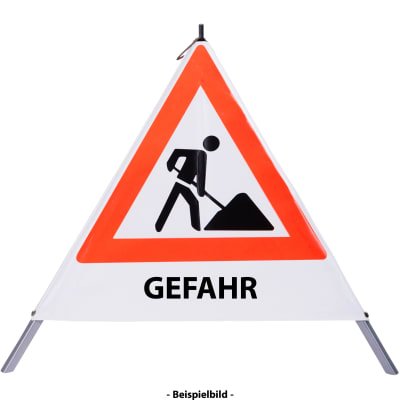 Faltsignal - Baustelle mit Text: GEFAHR Faltsignal - Baustelle mit Text: GEFAHR