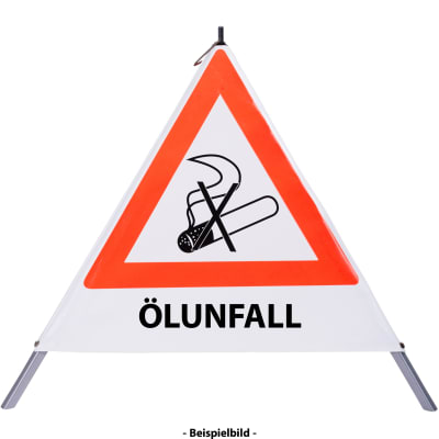 Faltsignal - Rauchverbot mit Text: ÖLUNFALL Faltsignal - Rauchverbot mit Text: ÖLUNFALL