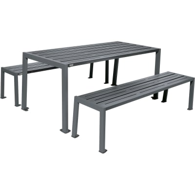 SILAOS® Picknicktisch mit Bänken für Parks und Grünflächen - Stahl verzinkt SILAOS® Picknicktisch mit Bänken für Parks und Grünflächen - Stahl verzinkt