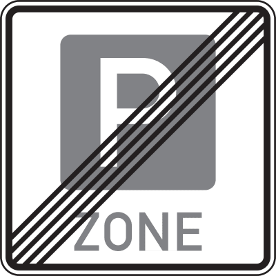 Ende einer Parkraumbewirtschaftungszone - Verkehrszeichen VZ 314.2 Ende einer Parkraumbewirtschaftungszone - Verkehrszeichen VZ 314.2