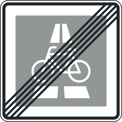 Ende des Radschnellwegs, Aufstellung rechts - Verkehrszeichen VZ 350.2-10 Ende des Radschnellwegs, Aufstellung rechts - Verkehrszeichen VZ 350.2-10
