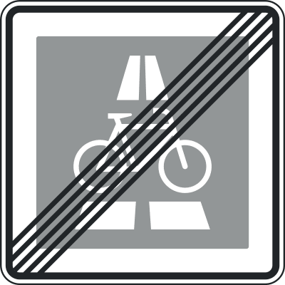 Ende des Radschnellwegs, Aufstellung links - Verkehrszeichen VZ 350.2-20 Ende des Radschnellwegs, Aufstellung links - Verkehrszeichen VZ 350.2-20