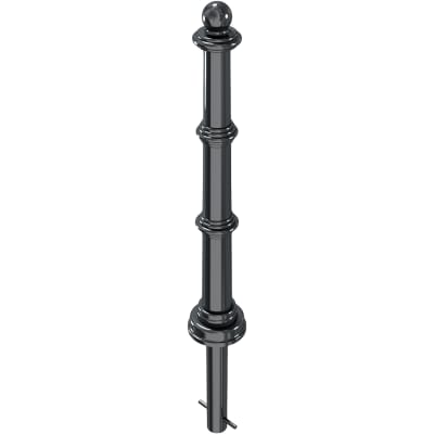 Alu-Stilpoller / Kettenpfosten mit Kugelkopf und Zierringen Alu-Stilpoller / Kettenpfosten mit Kugelkopf und Zierringen