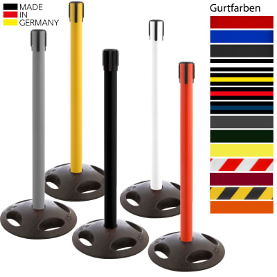 Gurtabsperrpfosten UTILITY (GLA 25) mit Recyclingfuß, WACHTWERK X® Gurtabsperrpfosten UTILITY (GLA 25) mit Recyclingfuß, WACHTWERK X®