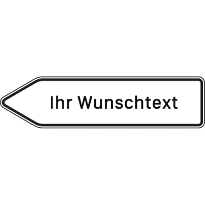 Pfeilwegweiser mit Wunschbeschriftung | zu Zielen mit erheblicher Verkehrsbedeutung, linksweisend - Verkehrsschild VZ 432-10 Pfeilwegweiser mit Wunschbeschriftung | zu Zielen mit erheblicher Verkehrsbedeutung, linksweisend - Verkehrsschild VZ 432-10