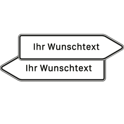 Pfeilwegweiser mit Wunschbeschriftung | zu Zielen mit erheblicher Verkehrsbedeutung, doppelseitig - Verkehrsschild VZ 432-40 Pfeilwegweiser mit Wunschbeschriftung | zu Zielen mit erheblicher Verkehrsbedeutung, doppelseitig - Verkehrsschild VZ 432-40