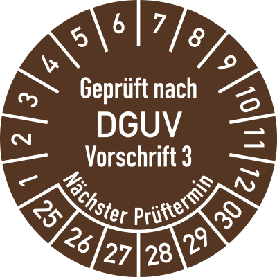 Prüfplaketten - Geprüft nach DGUV Vorschrift 3 - Nächster Prüftermin Prüfplaketten - Geprüft nach DGUV Vorschrift 3 - Nächster Prüftermin