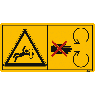 Maschinenschild Ausreichend Abstand zu drehenden Maschinenteilen halten Maschinenschild Ausreichend Abstand zu drehenden Maschinenteilen halten