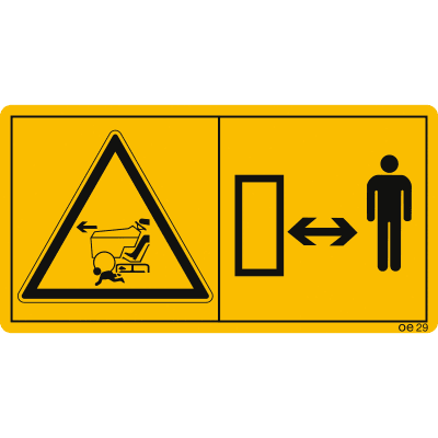 Maschinenschild Versichern Sie sich, dass Kinder während des Betriebes einen ausreichenden Sicherheitsabstand zum Mäher haben Maschinenschild Versichern Sie sich, dass Kinder während des Betriebes einen ausreichenden Sicherheitsabstand zum Mäher haben