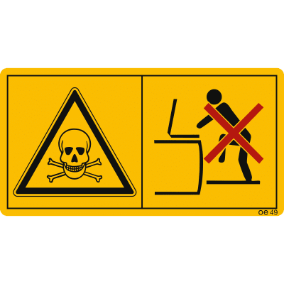 Maschinenschild Vergiftungsgefahr - Niemals in den Behälter steigen Maschinenschild Vergiftungsgefahr - Niemals in den Behälter steigen