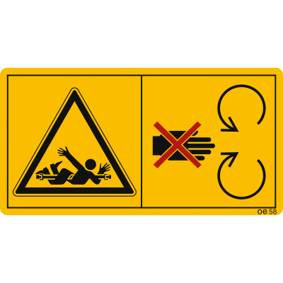 Maschinenschild Sich nicht im Bereich der Antriebswelle aufhalten. Verletzungsgefahr! Maschinenschild Sich nicht im Bereich der Antriebswelle aufhalten. Verletzungsgefahr!