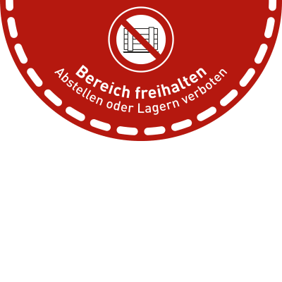Fußbodenaufkleber Bereich freihalten, Halbkreis Fußbodenaufkleber Bereich freihalten, Halbkreis
