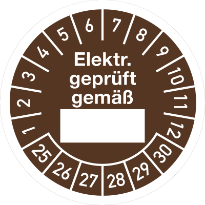 Prüfplaketten - Elektr. geprüft gemäß ___ Prüfplaketten - Elektr. geprüft gemäß ___