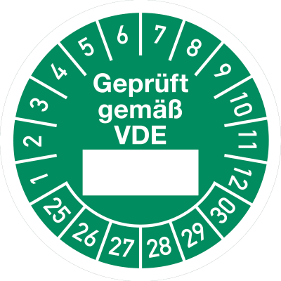 Prüfplaketten - Geprüft gemäß VDE