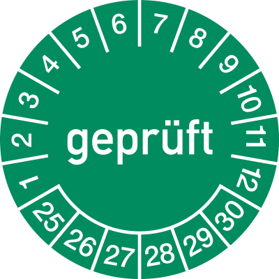 Prüfplaketten - geprüft - Jahre und Monate Prüfplaketten - geprüft - Jahre und Monate