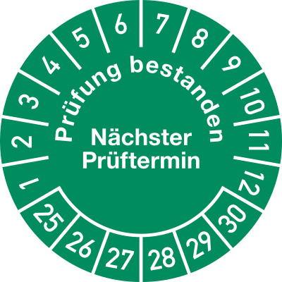 Prüfplaketten - Prüfung bestanden / Nächster Prüftermin