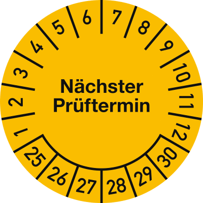 Mehrjahres - Prüfplakette - Nächster Prüftermin, gelb Mehrjahres - Prüfplakette - Nächster Prüftermin, gelb