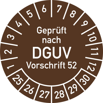 Prüfplaketten - Geprüft nach DGUV Vorschrift 52