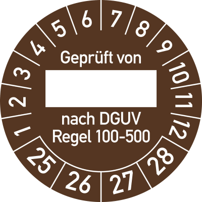 Prüfplaketten - Geprüft von ___ nach DGUV Regel 100 - 500