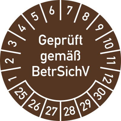 Prüfplaketten - Geprüft gemäß BetrSichV Prüfplaketten - Geprüft gemäß BetrSichV