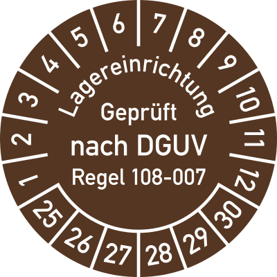 Prüfplaketten Lagereinrichtung geprüft nach DIN EN 15635