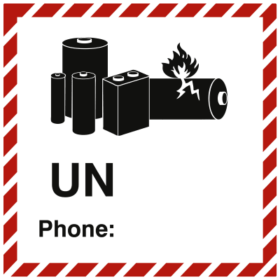 Gefahrzettel für Lithium-Batterien zur Selbstbeschriftung (mit Telefonnummer) Gefahrzettel für Lithium-Batterien zur Selbstbeschriftung (mit Telefonnummer)