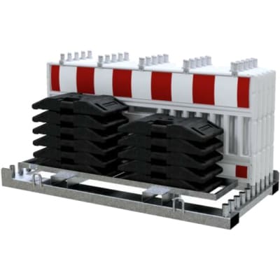 10er WACHTWERK X® ULTRA Euro 3  Absperrschranken-Set | weiß | mit Fußplatten