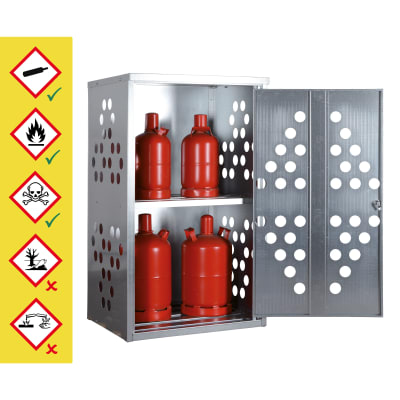Kleingasflaschenschrank aus Stahl mit Zwischenboden