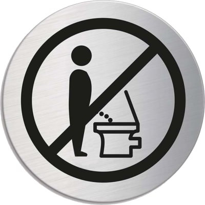 Piktogramm - Die Toilette nicht im Stehen benutzen (rund, mit Rand) Piktogramm - Die Toilette nicht im Stehen benutzen (rund, mit Rand)