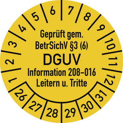 Prüfplaketten - Geprüft gem. BetrSichV §3 (6) DGUV Information 208-016-20941-xwmdul-1765188753036