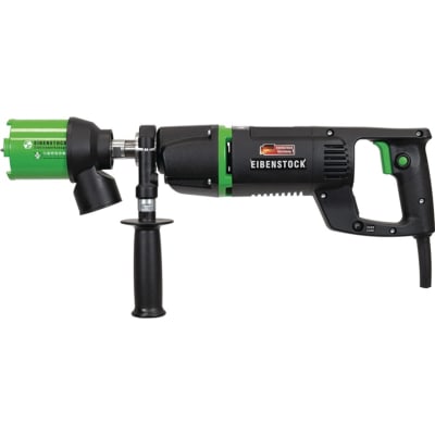 Diamant Trockenkernbohrmaschine Set von Eibenstock mit grünem Bohrkopf und schwarzem Griff