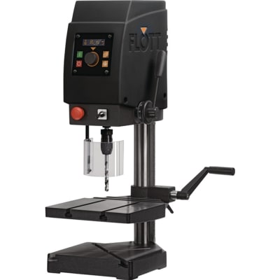 Tischbohrmaschine TB 15 Plus FLOTT mit schwarzem Gehäuse und verstellbarem Arbeitstisch