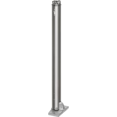 Absperrpfosten Saturn aus Edelstahl mit Kettenkopf und Schloss