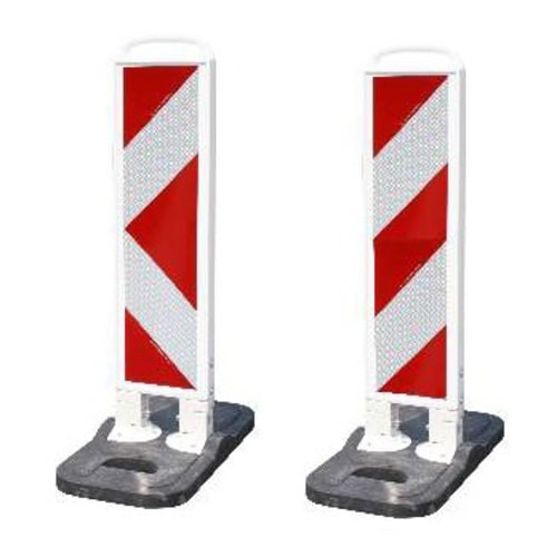 Zwei TL Klappbaken Typ 750 mit rotem und weißem Warnmuster auf schwarzer Basis