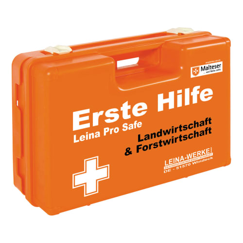 Oranger Erste-Hilfe-Koffer Leina Pro Safe für Landwirtschaft und Forstwirtschaft nach ÖNORM