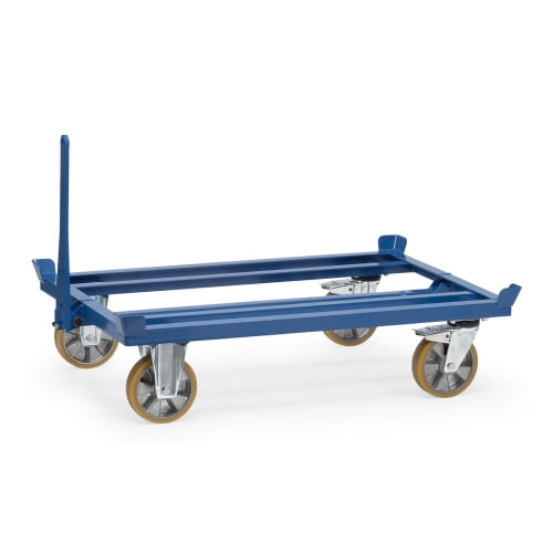 FETRA Paletten-Fahrgestell 22601 mit Polyurethan-Bereifung, blauer Rahmen, Tragkraft 1000 kg, als Routenzug