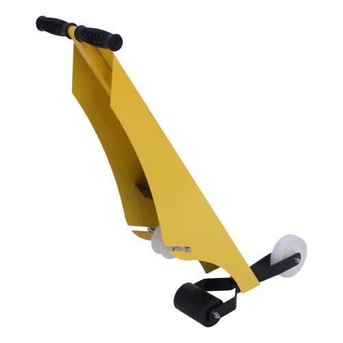 Gelbes Bodenmarkierungsgerät MARKER mit schwarzen Griffen und weißen Rollen