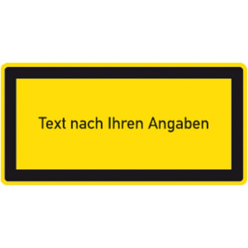 Gelbes Hinweisschild zur Laserkennzeichnung mit individuellem Text nach Ihren Angaben