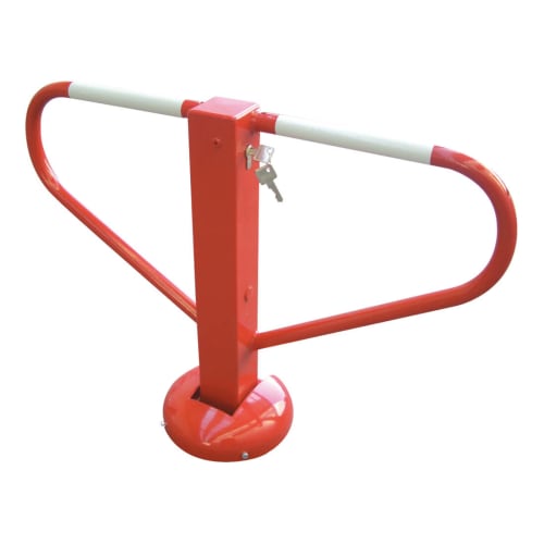 Anfahrsichere Parkplatzsperre ELASTIC in rot und weiß mit Schlüssel