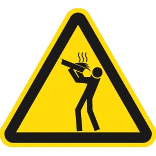 Warnschild Warnung vor Verbrühung mit Symbol einer Hand über heißem Dampf nach DIN EN 60335