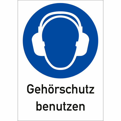 Kombi-Gebotsschild Gehörschutz benutzen mit ISO 7010 Symbol