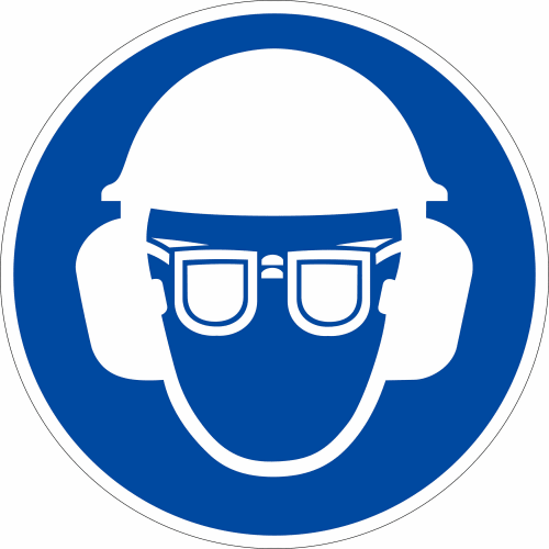 Gebotszeichen Sicherheitszeichen Kopf-, Gehör- und Augenschutz benutzen