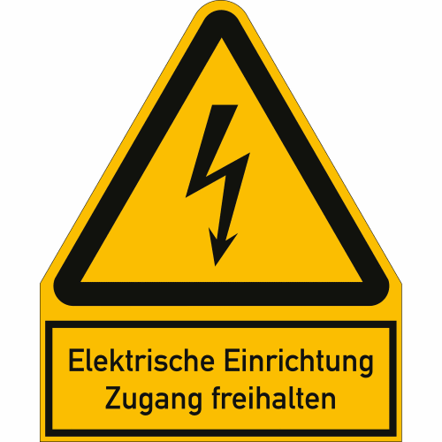 Warnschild Elektrische Einrichtung Zugang freihalten mit Blitzsymbol