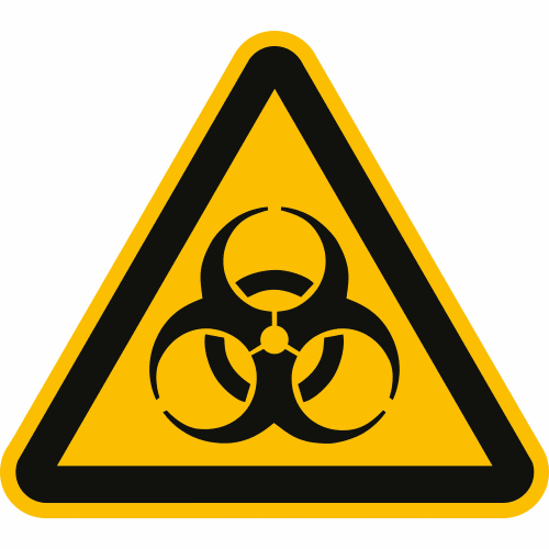 Warnschild Warnung vor Biogefährdung Infektionsgefahr nach ISO 7010 W 009 mit Biohazard Symbol