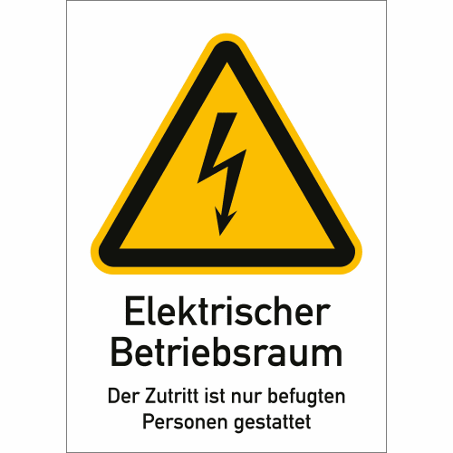 Warnschild Elektrischer Betriebsraum mit Zutrittsbeschränkung für befugte Personen