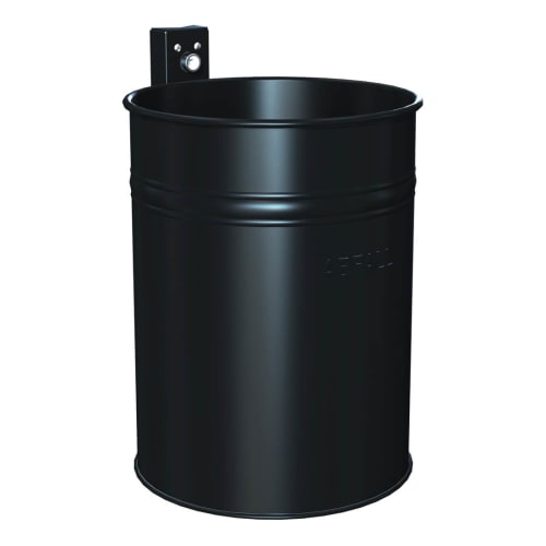 Rund-Abfallbehälter aus Metall mit Prägung ABFALL und 35 Liter Fassungsvermögen, schwarz