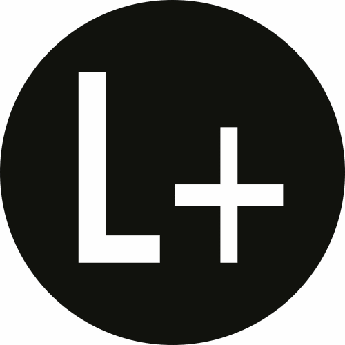 Leiterkennzeichen Gleichstromnetz Positiv Symbol L+ auf schwarzem Kreis